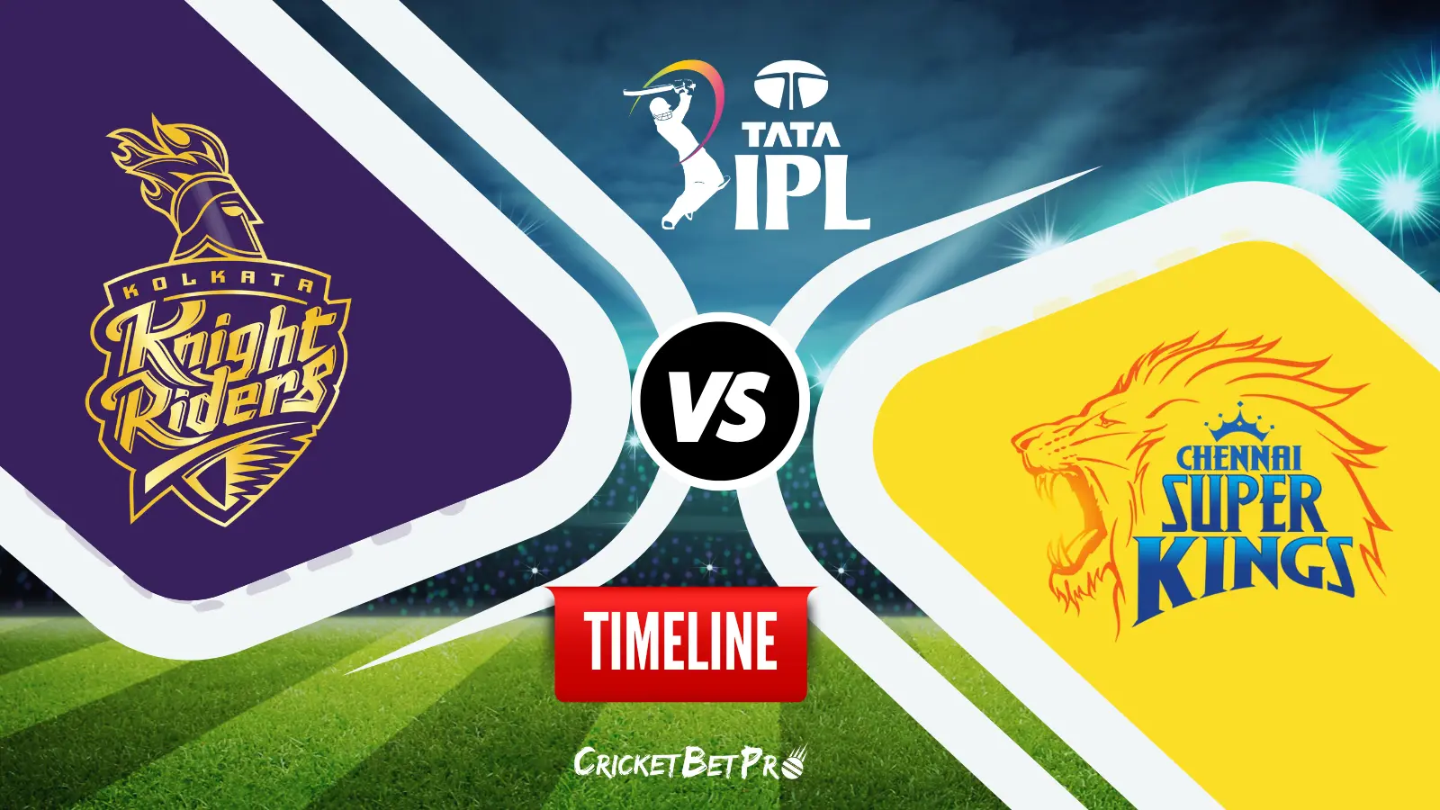 Kolkata Knight Riders vs Chennai Super Kings Timeline